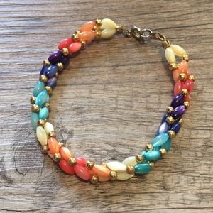 Rainbow beaded bracelet with clasp